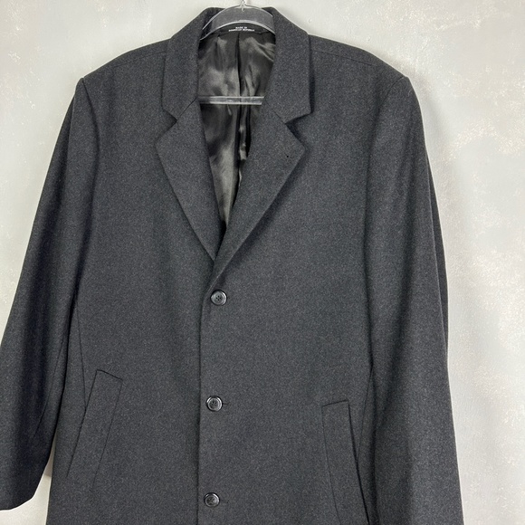 London Fog men's size 42L wool blend long coat dark gray lined - Picture 5 of 16